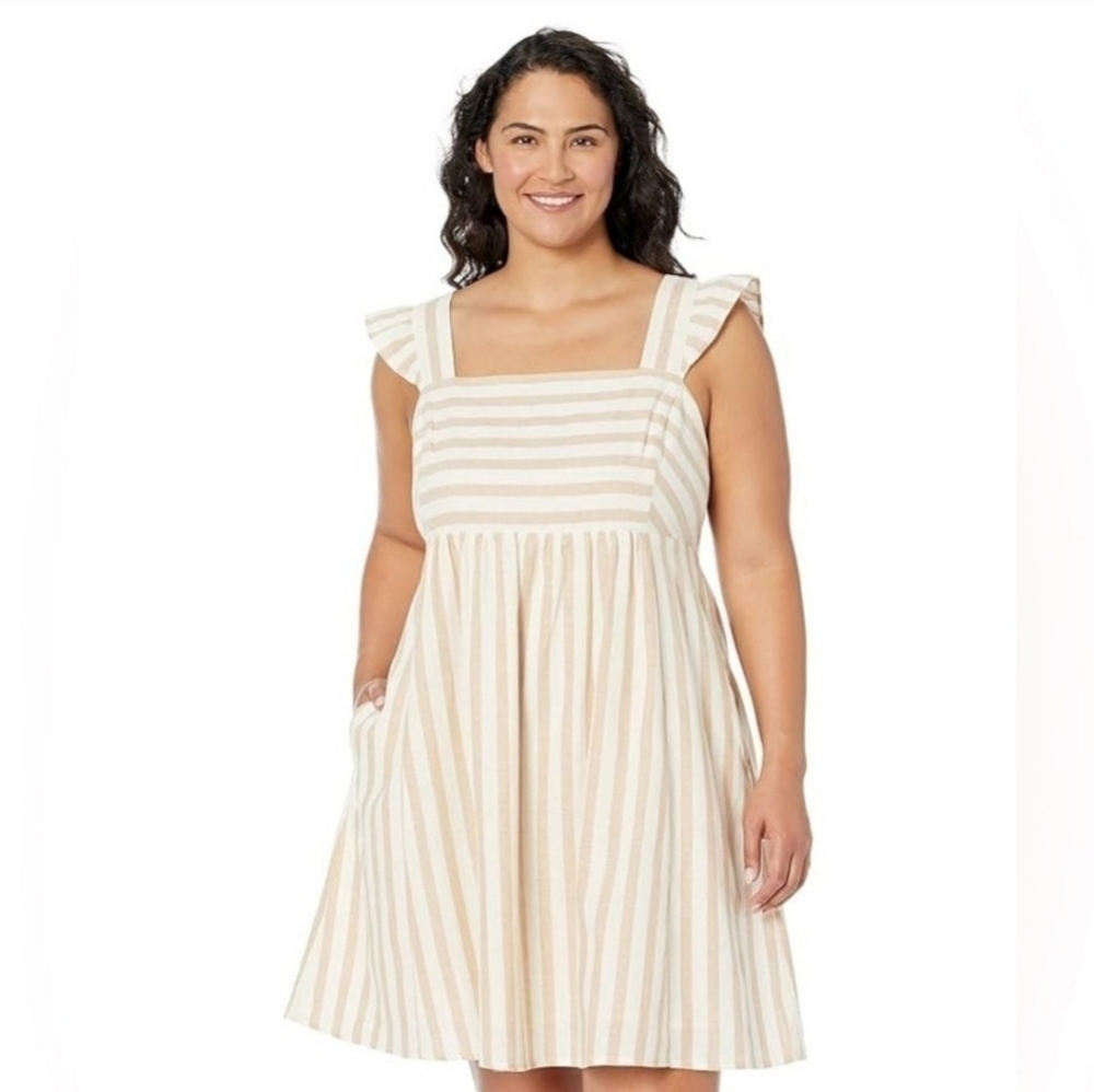 Draper James Cream and Tan Striped Mini Dress